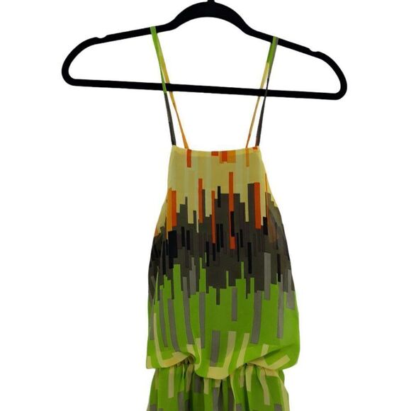 Sugarlips Dress High Low Midi Strappy Colorful Rainbow Jagged Striped Sz S - Picture 7 of 10